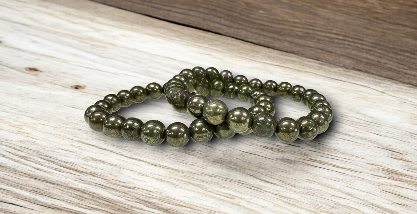 Pyrite Beaded Crystal Bracelet