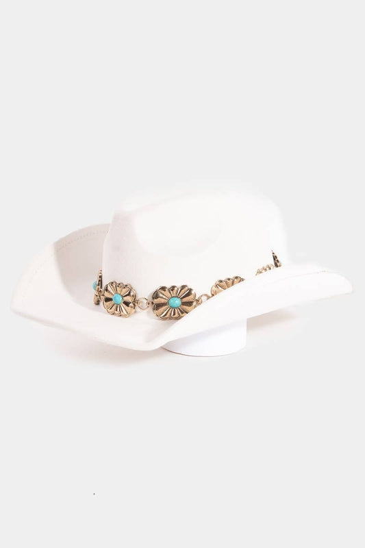 Turquoise Stud Chain Cowboy Hat