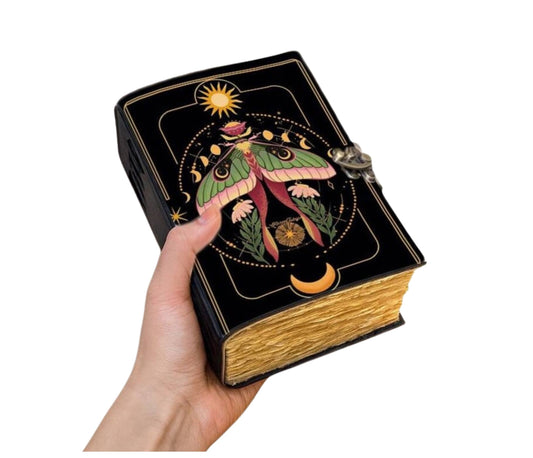 Handmade Leather Journal - Luna Moth