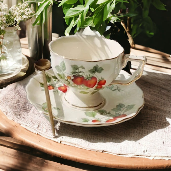Strawberry Tea Cup & Saucer Set