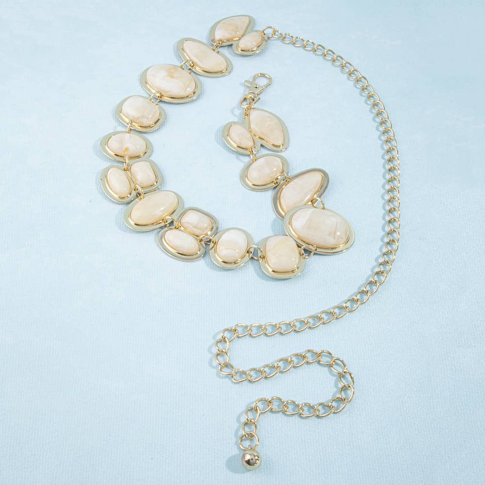 Multi Stone Cabochon Link Chain Belt
