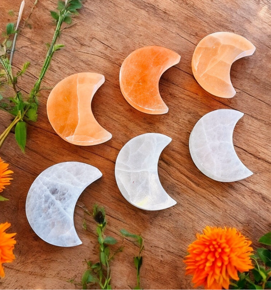 Selenite Crystal Moon Flat