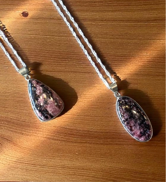 Sterling Silver Rhodonite Crystal Necklace