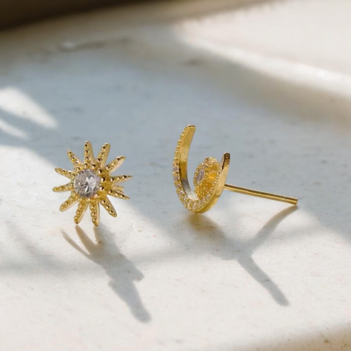 008 Startling Silver Mismatch Moon Star Earring