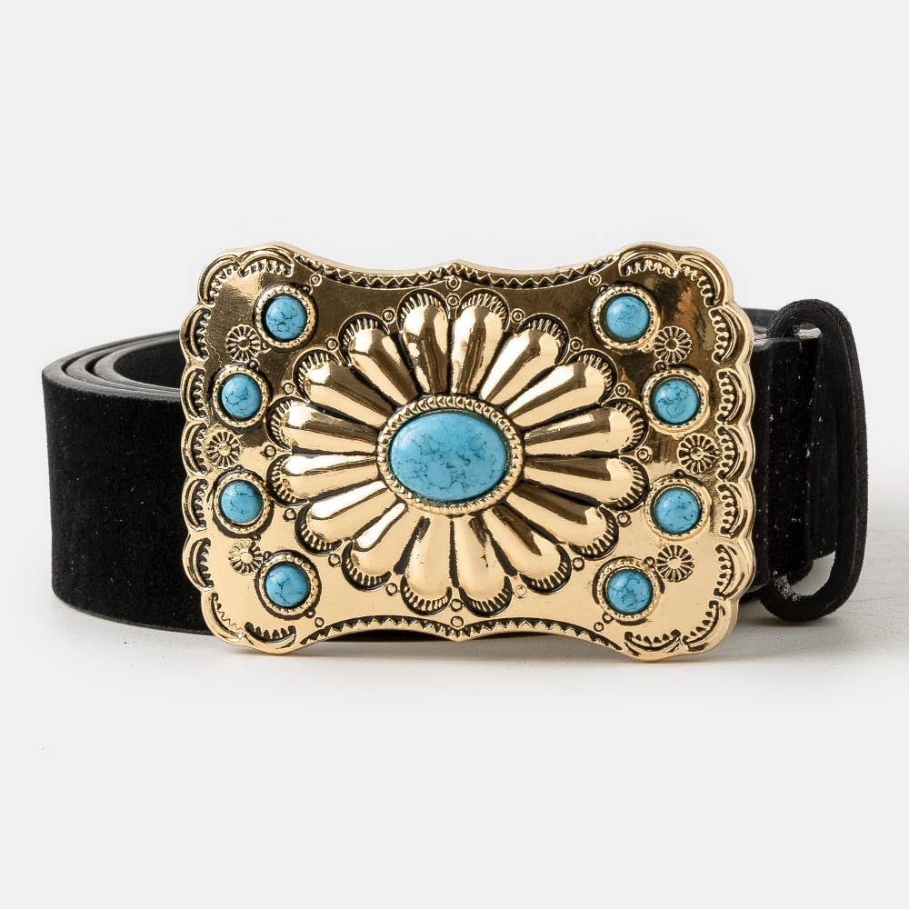 Concho Western Medallion Oversized Statement Buckle Belt