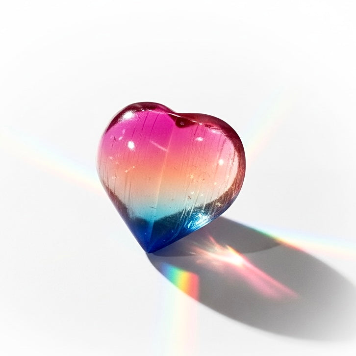 Rainbow Selenite Crystal Heart Puffs Stone