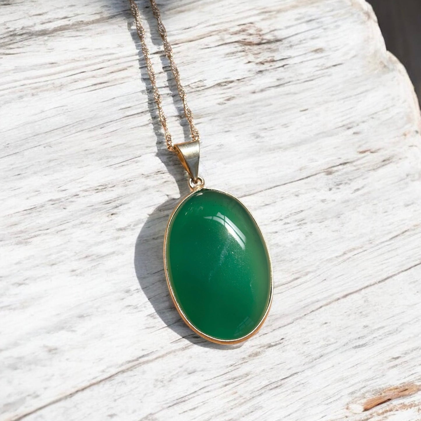 Sterling Silver Green Onyx Necklace