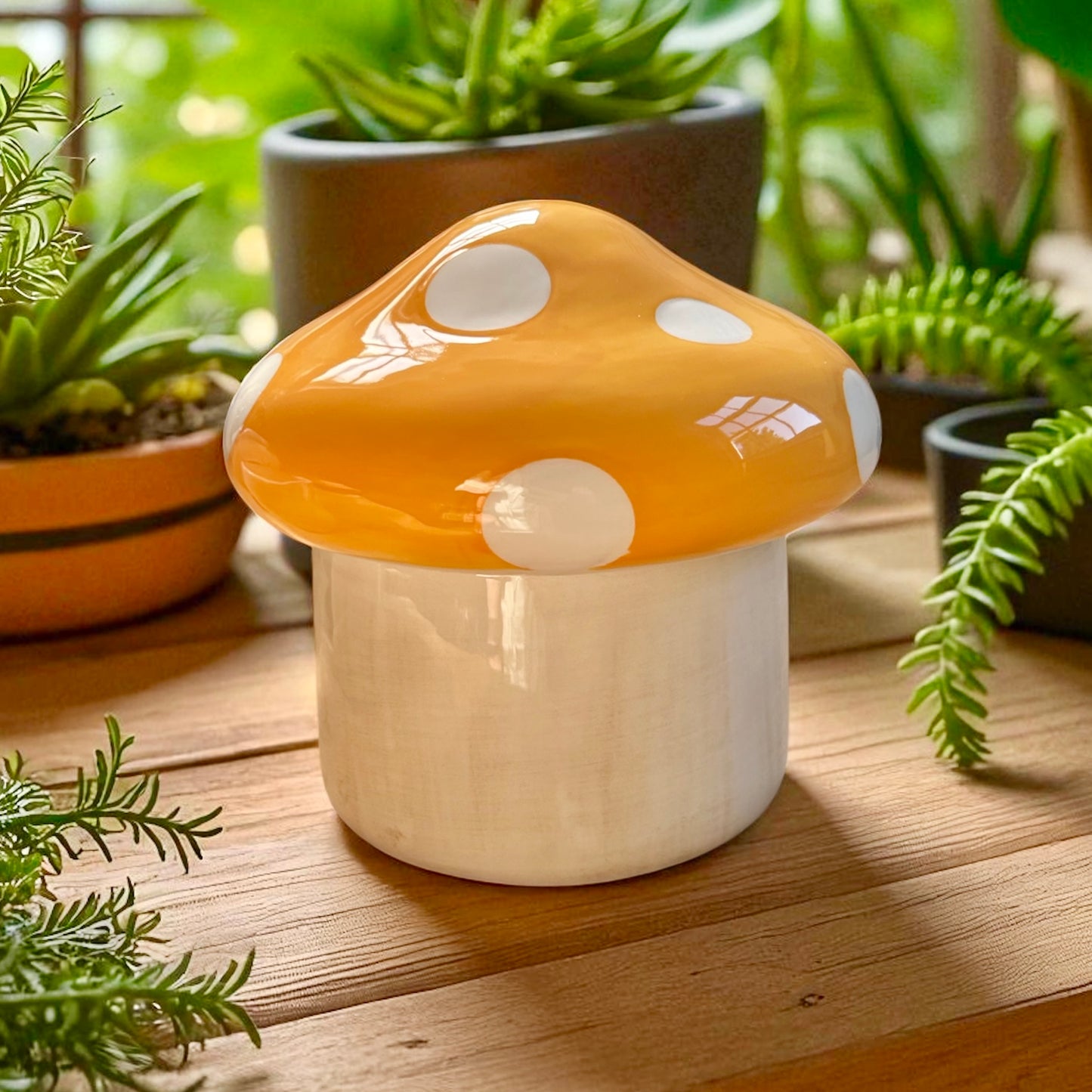 Mushroom Ceramic Container Jar