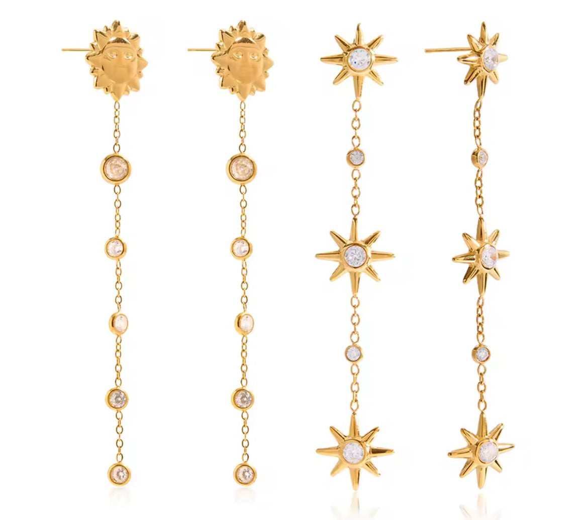057 Various Sun Rhinestones Hanging Earring