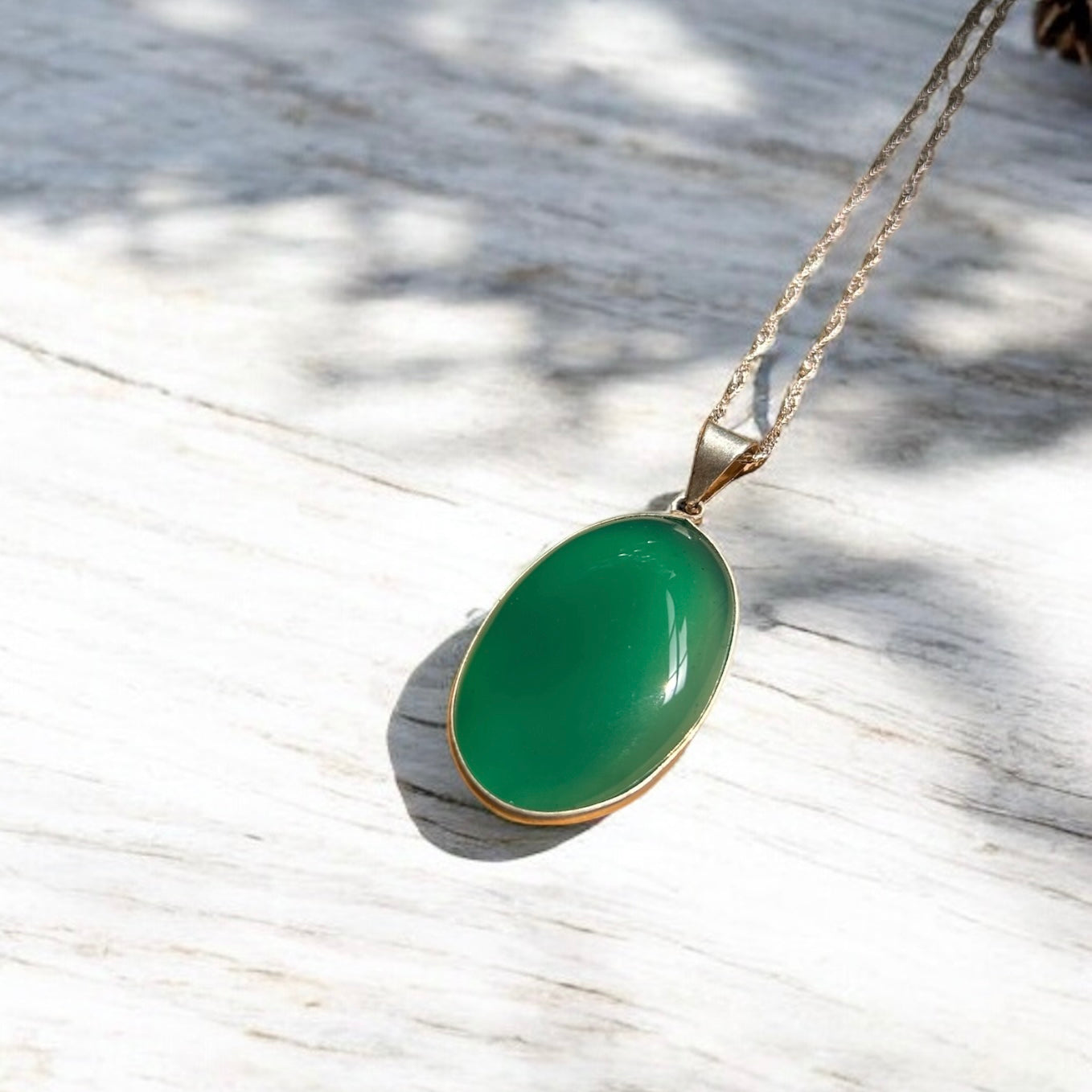 Sterling Silver Green Onyx Necklace