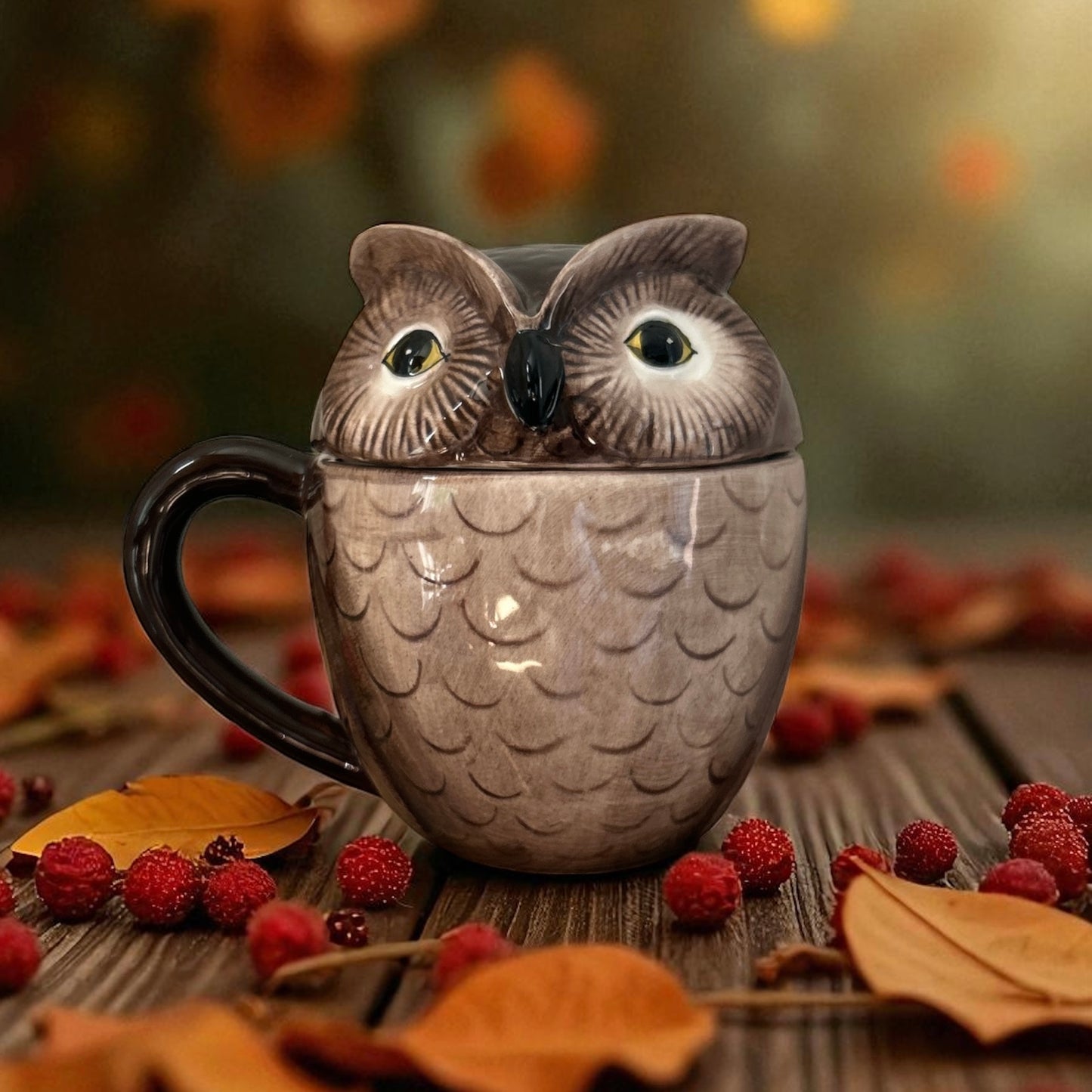 Woodland Animal Ceramic Mug with Lid