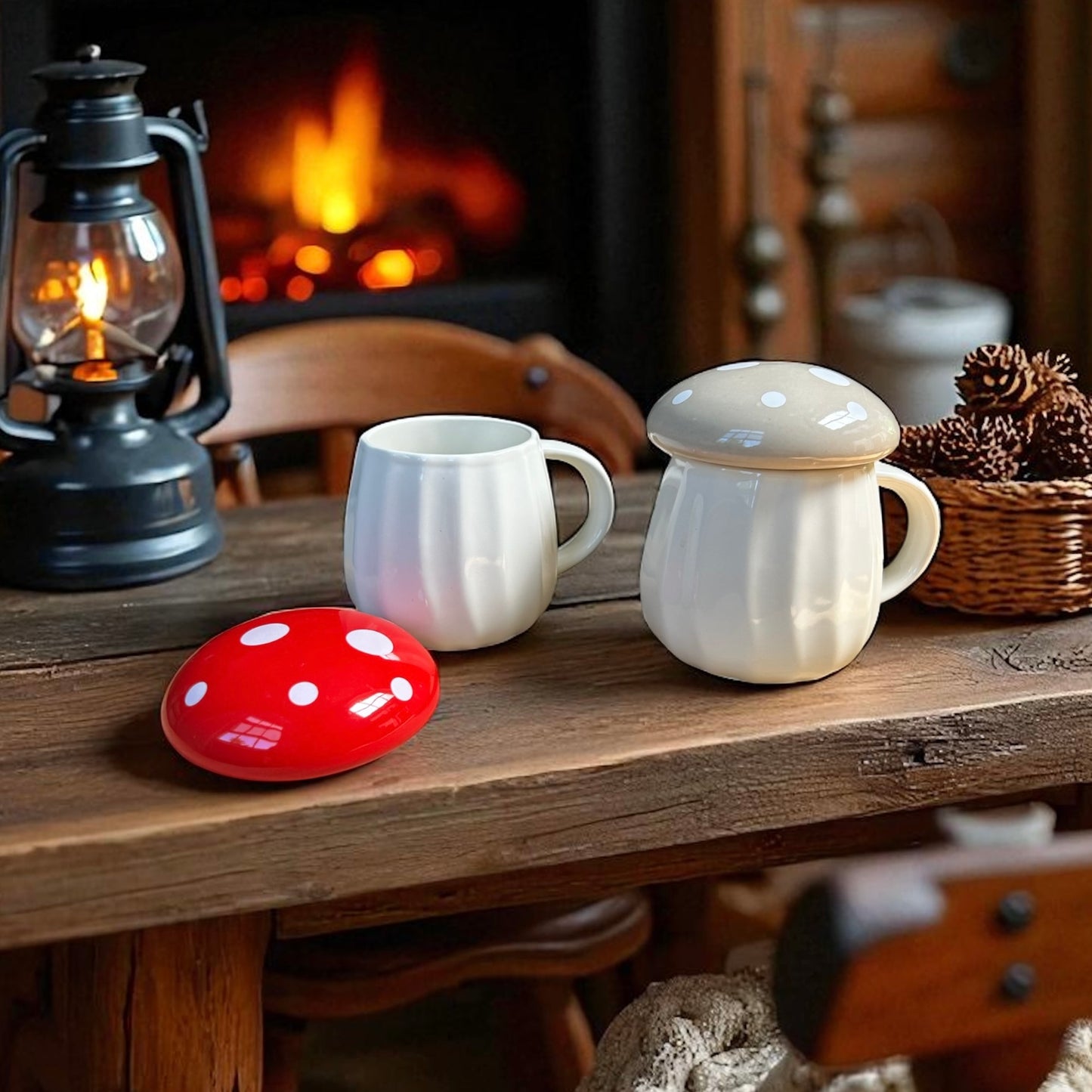 Red Wild Mushroom Ceramic Mug Cup