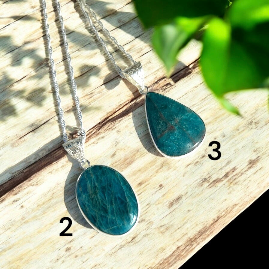 Sterling Silver Apatite Crystal Necklace