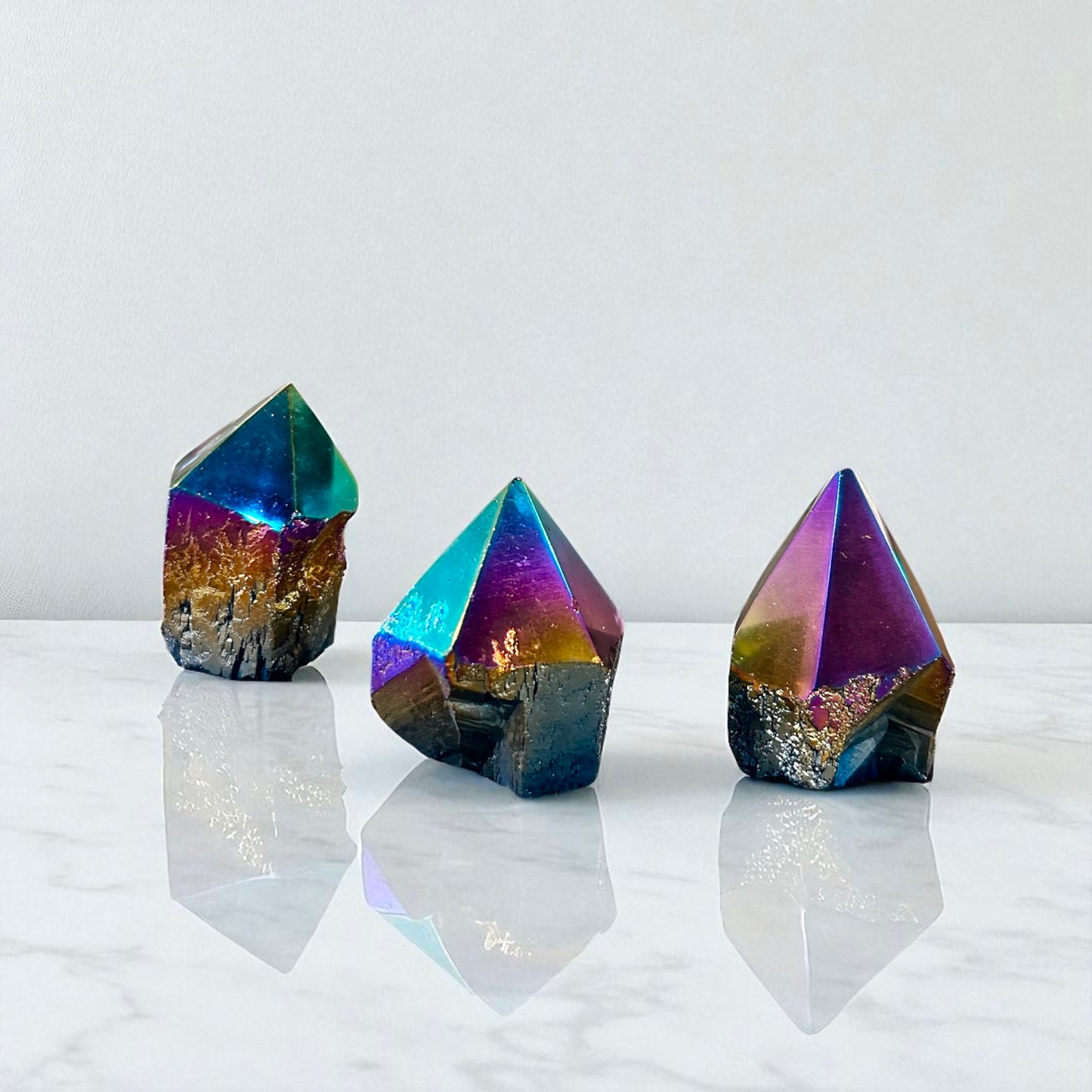 Aura Titanium Amethyst Crystal Point