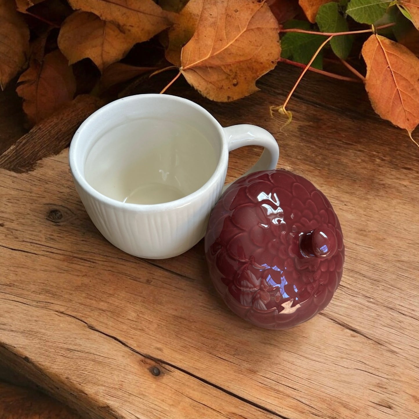 Acorn Ceramic Mug Cup with Lid