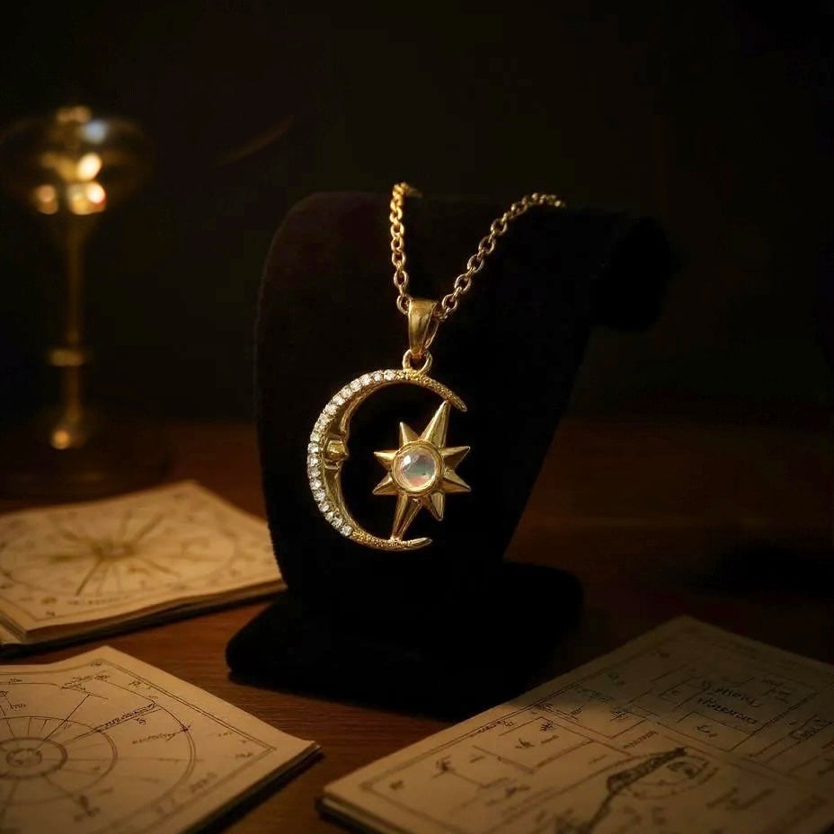070 Moon Star Stone Necklace