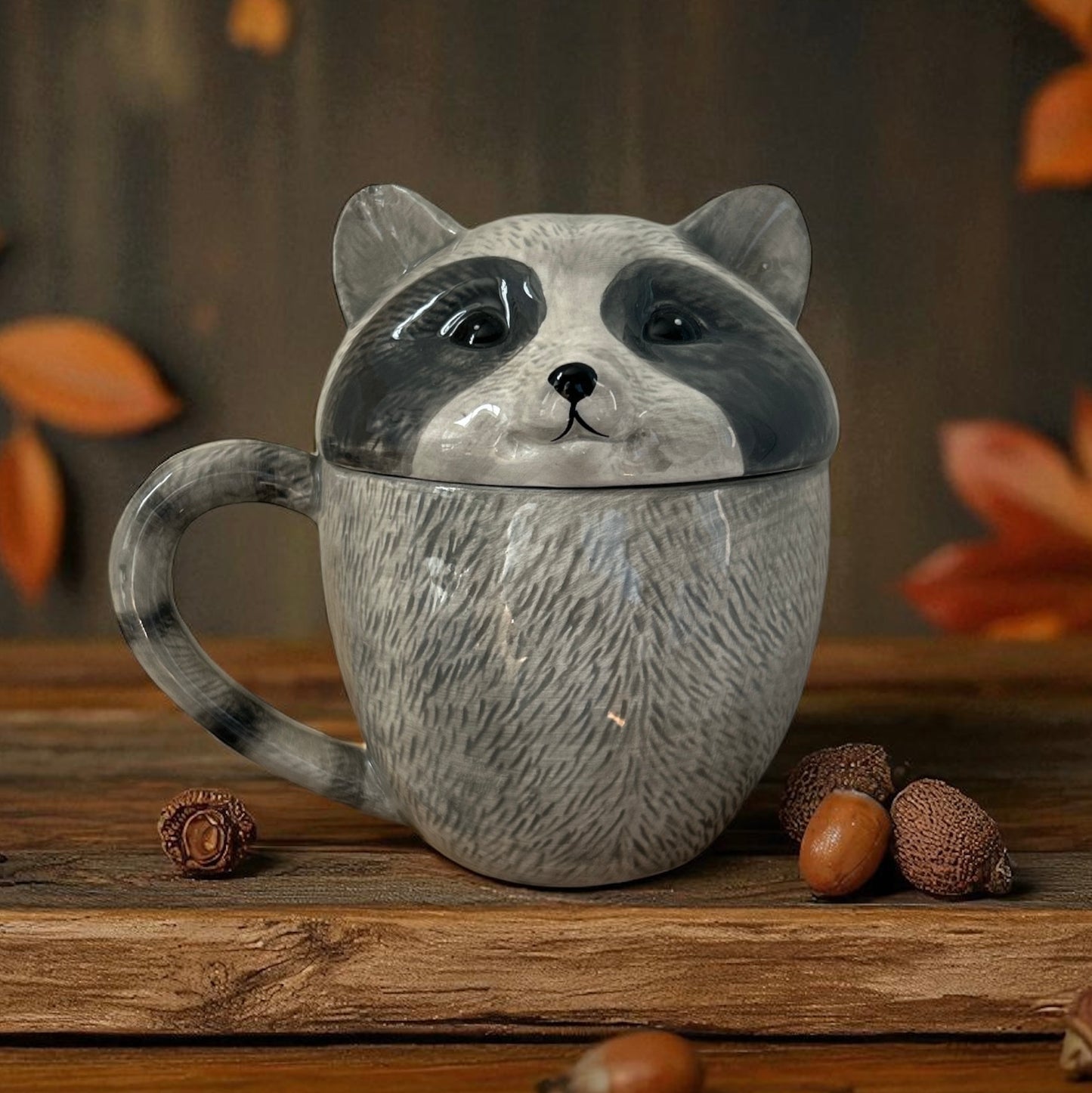 Woodland Animal Ceramic Mug with Lid