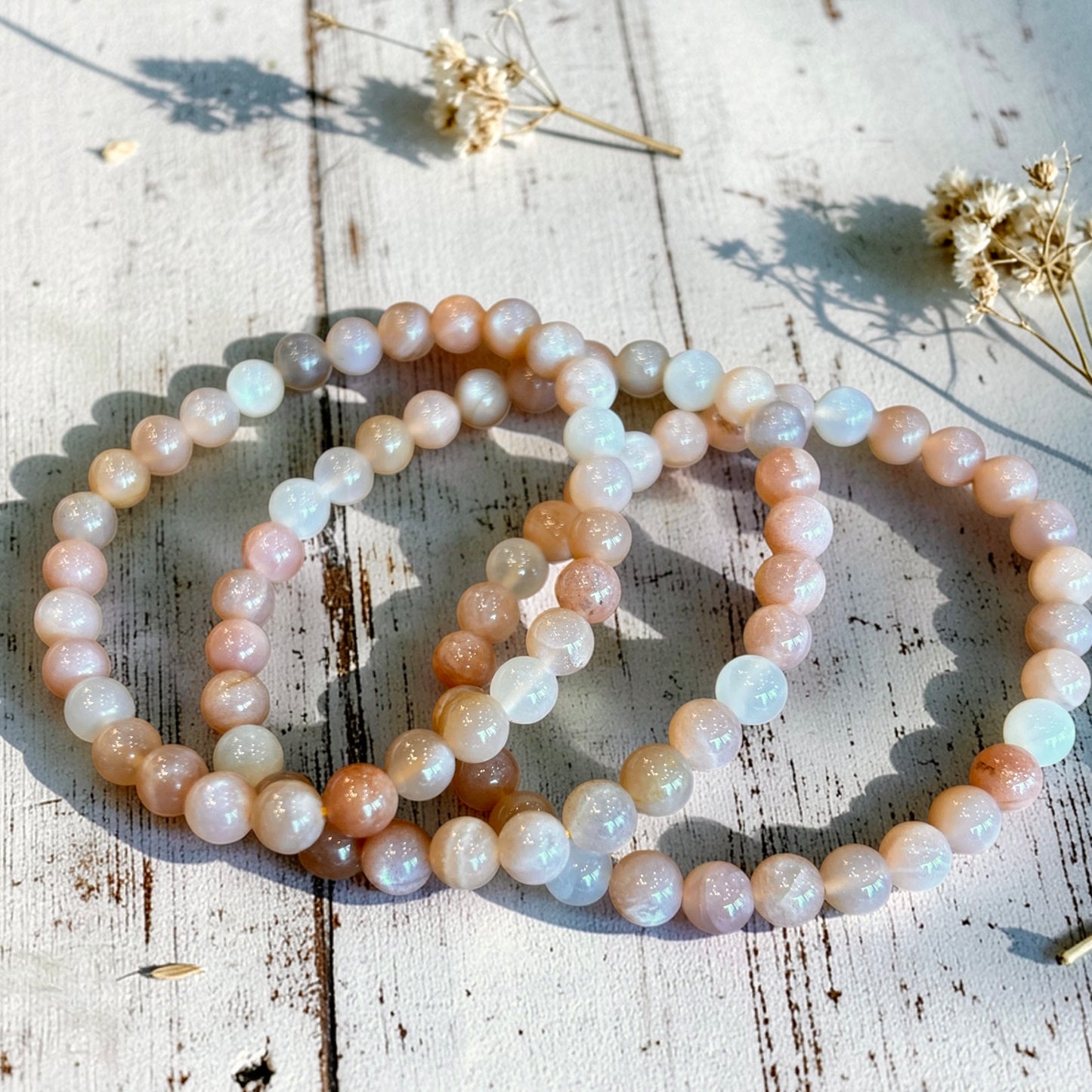 Peach Moonstone Crystal Bracelet