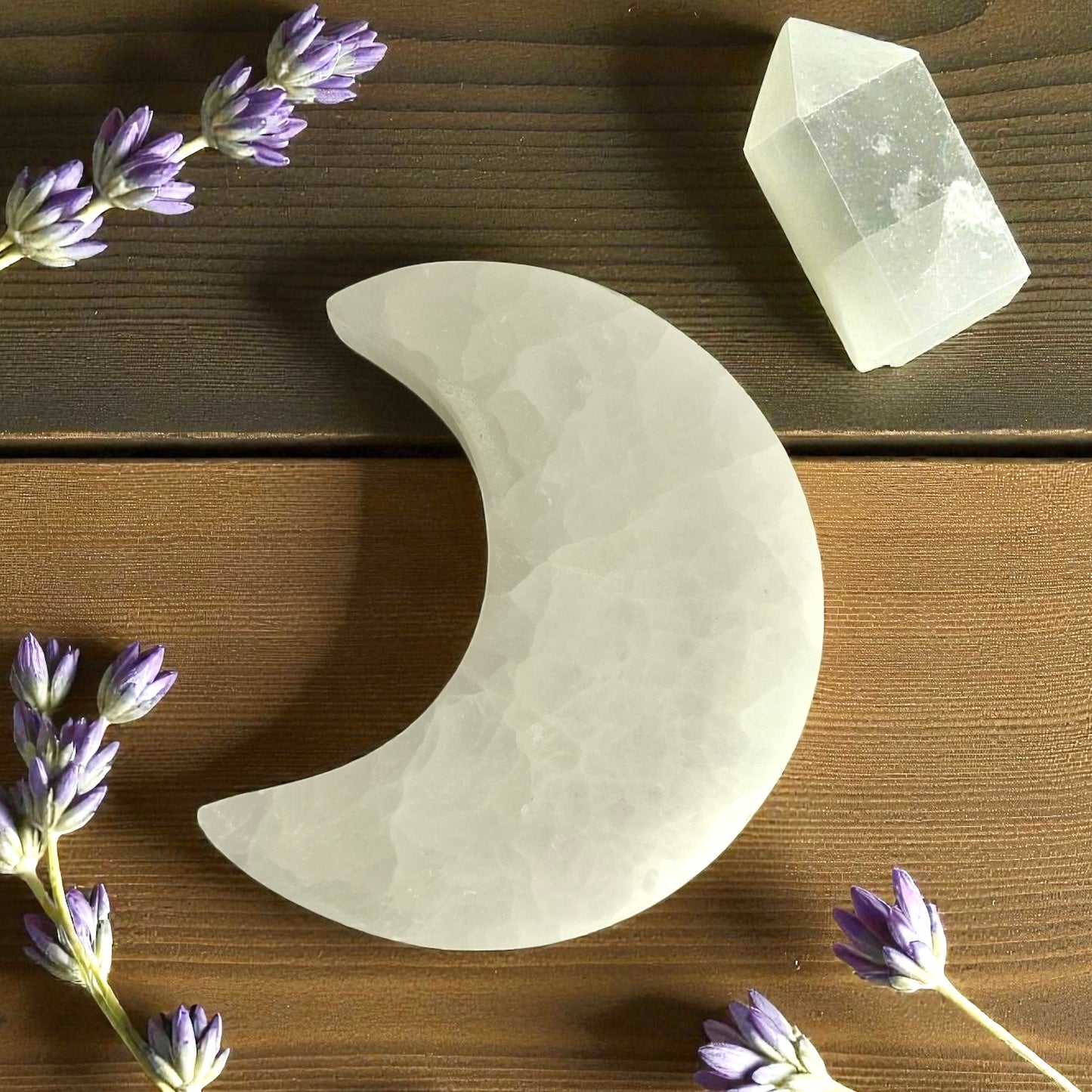 Selenite Crystal Moon Flat
