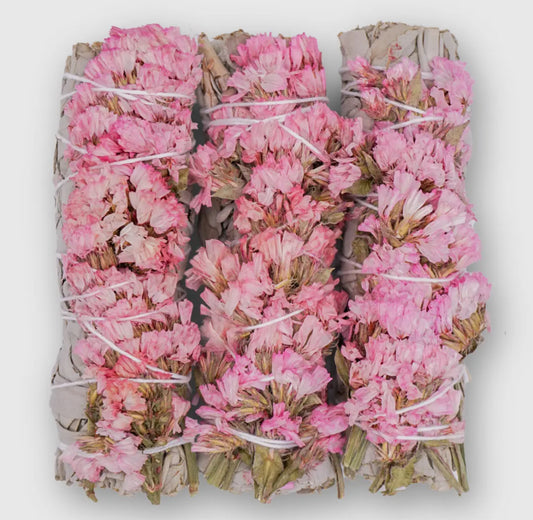 White Sage - Purple/Pink/Yellow Sinuata Flowers Bundles