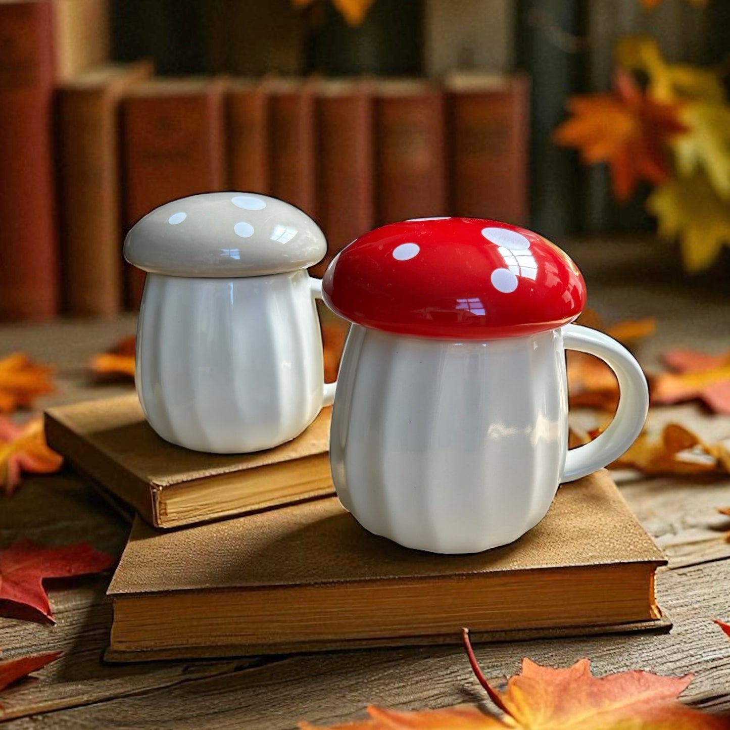 Red Wild Mushroom Ceramic Mug Cup