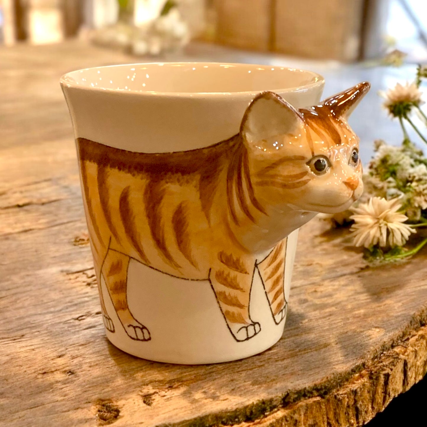 Ceramic Animal Mug- Orange Tabby Cat