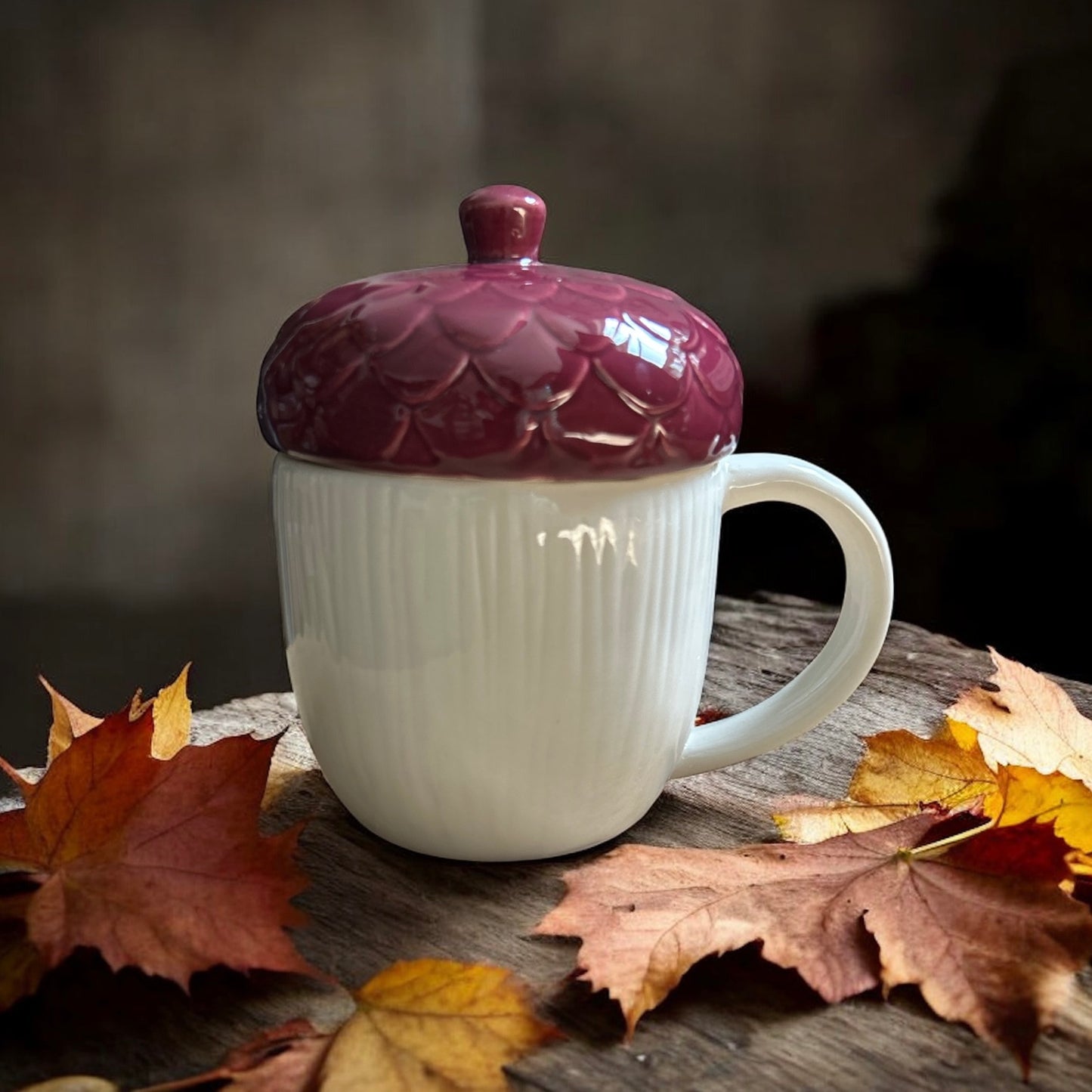 Acorn Ceramic Mug Cup with Lid