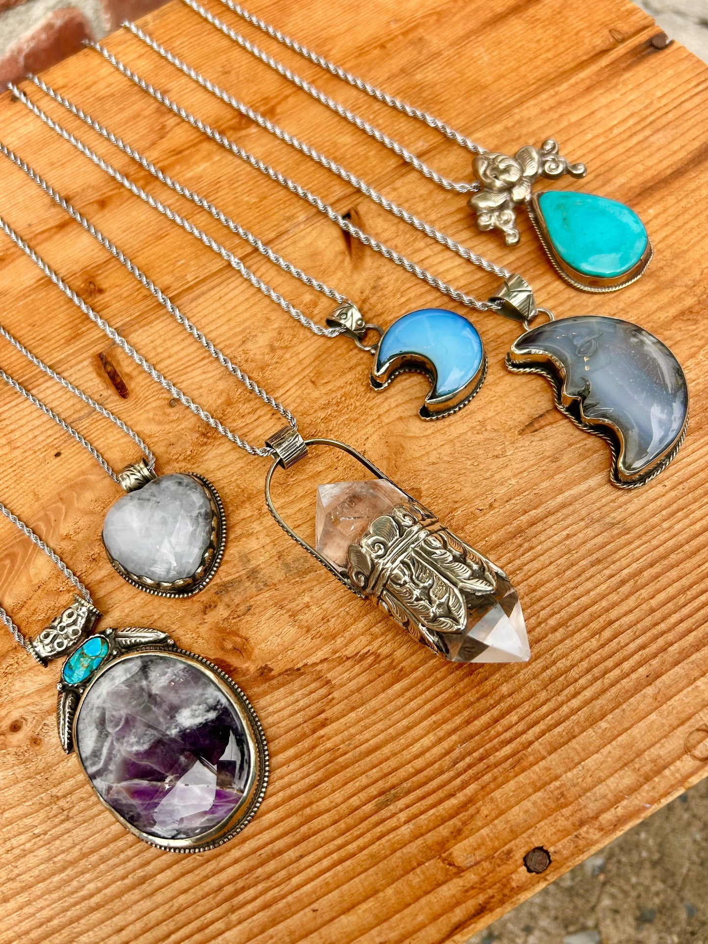 Tibetan Handmade Opaline Moon Necklace