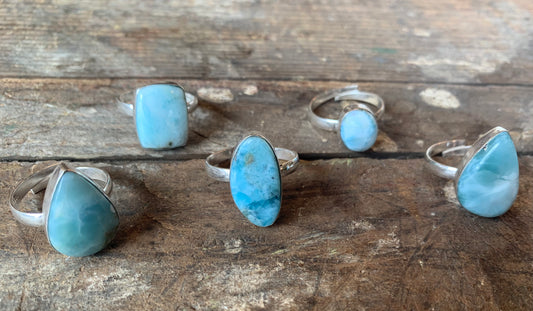 Sterling Silver Larimar Crystal Ring