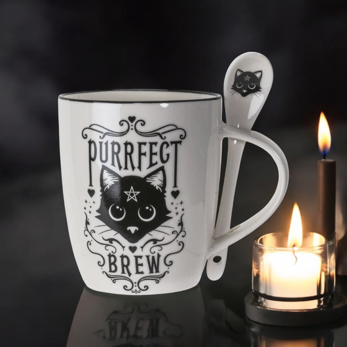 Purrfect Brew Mug Cup & Spoon Set