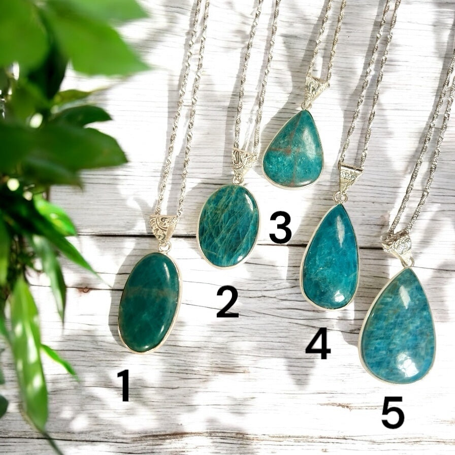 Sterling Silver Apatite Crystal Necklace