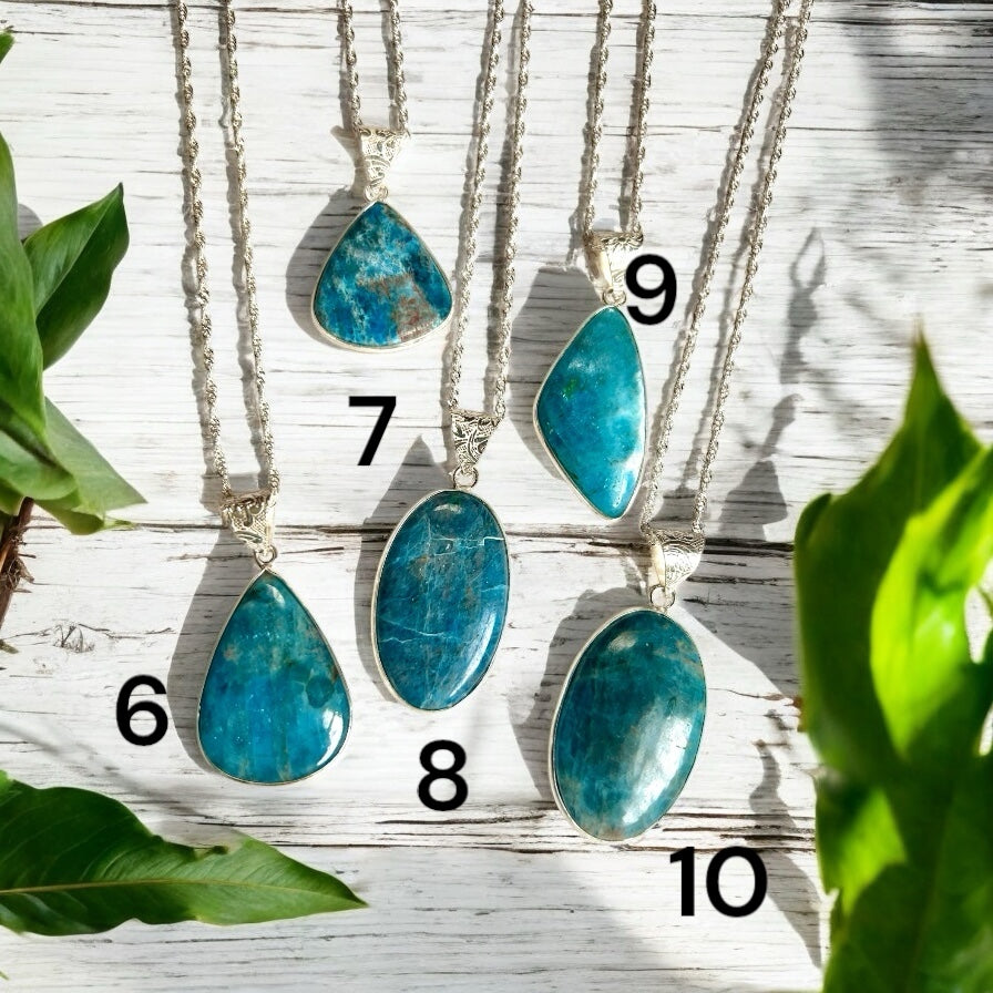 Sterling Silver Apatite Crystal Necklace