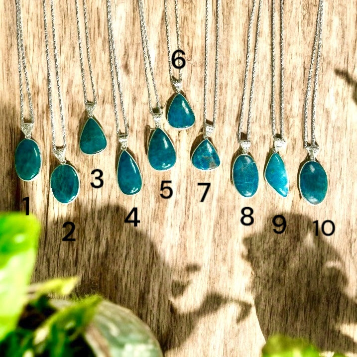 Sterling Silver Apatite Crystal Necklace