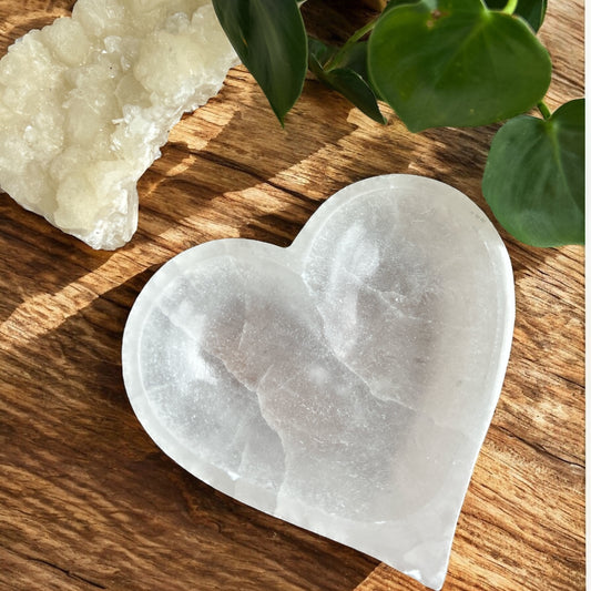 Selenite Crystal Heart Bowl Dish