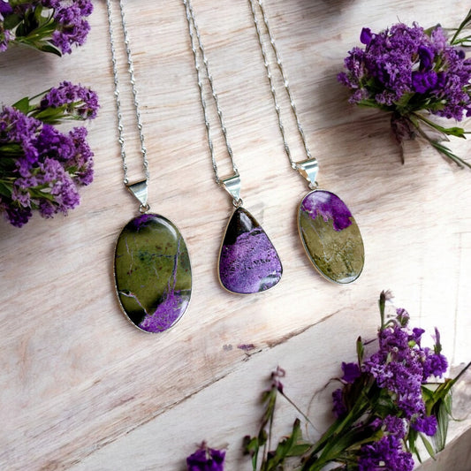 Sterling Silver Stichtite Crystal Necklace
