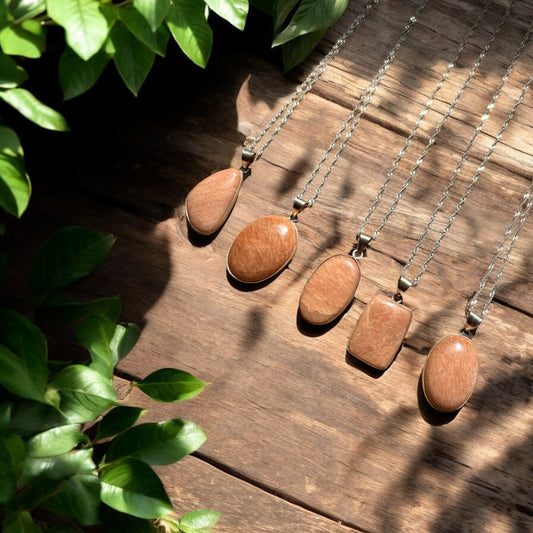 Sterling Silver Peach Moonstone Necklace