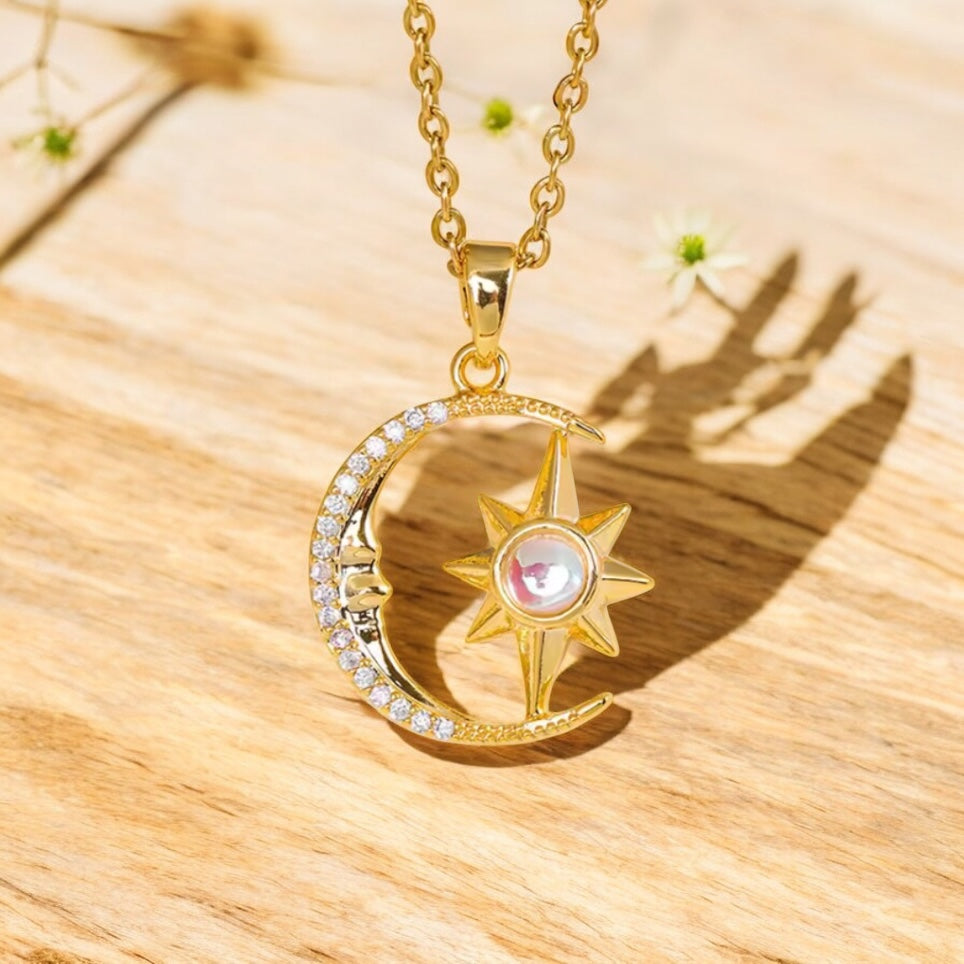 070 Moon Star Stone Necklace