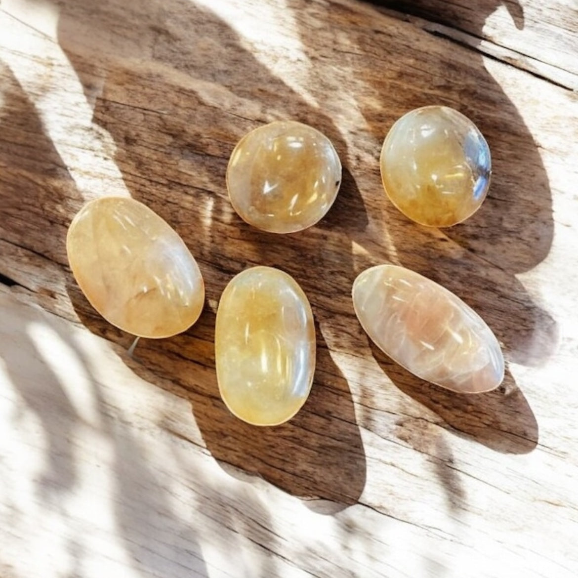 Yellow Hematoid Crystal Palm Stone