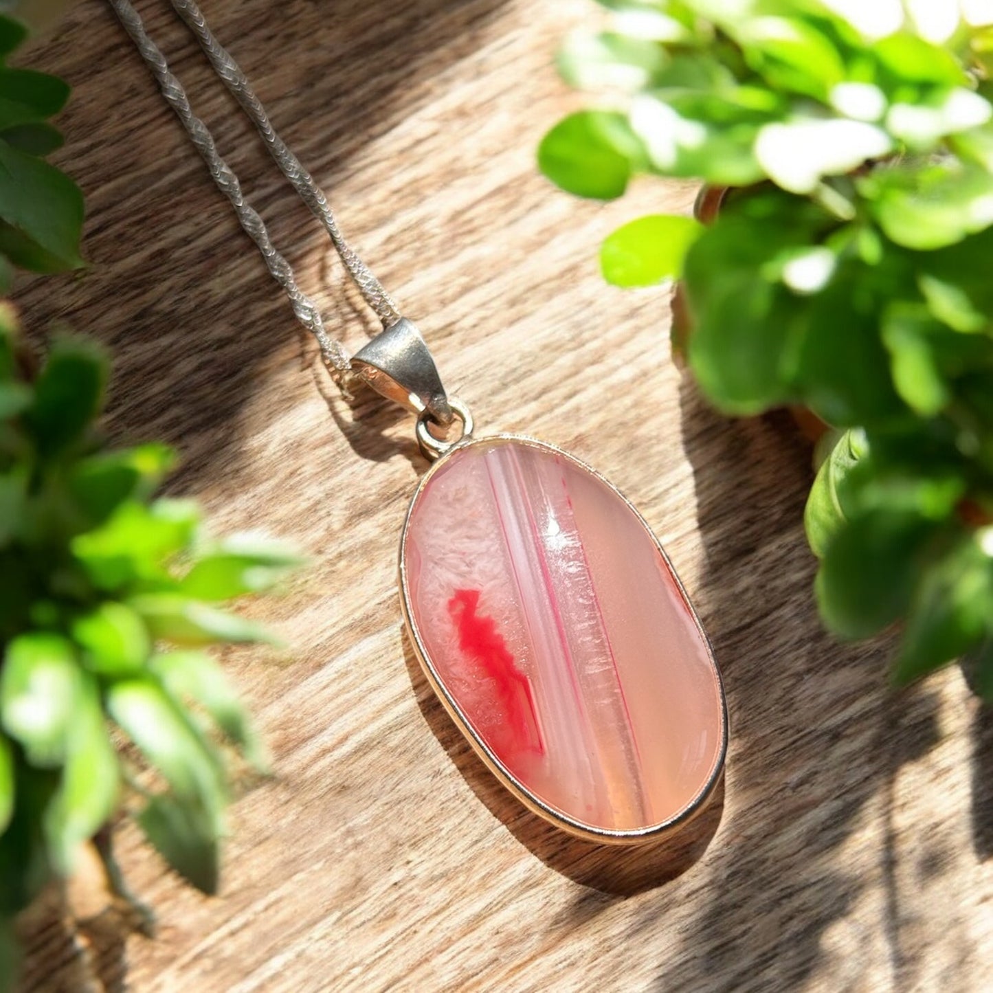 Sterling Silver Pink Quartz Necklace
