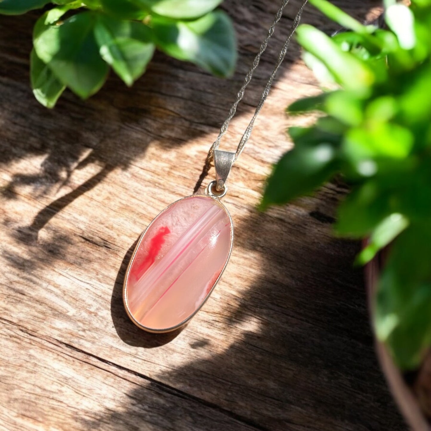 Sterling Silver Pink Quartz Necklace