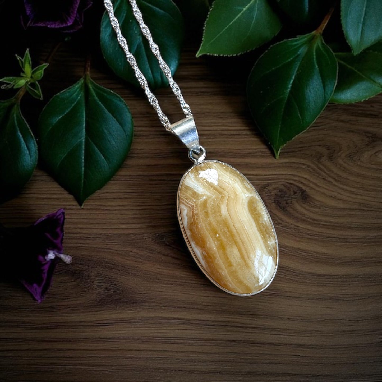 Sterling Silver Septarian Crystal Necklace