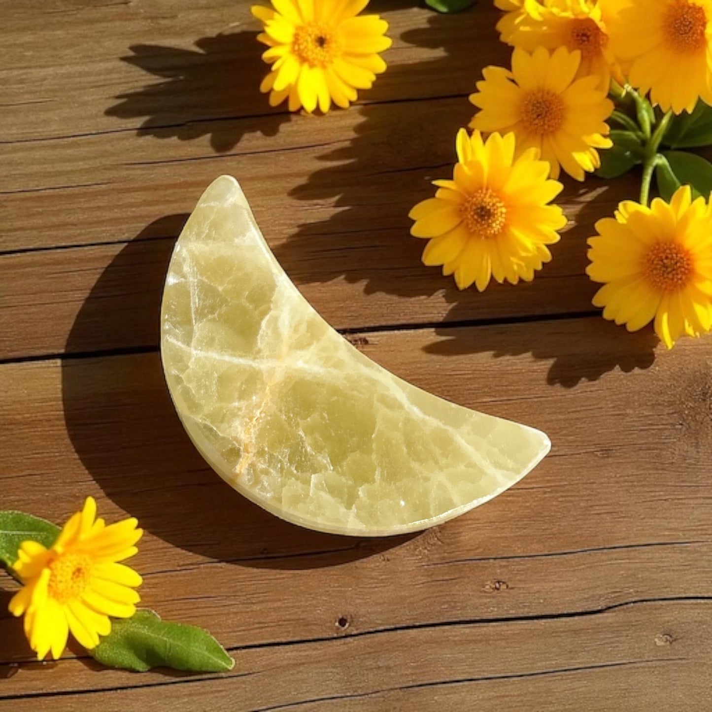 Yellow Calcite Crystal Moon