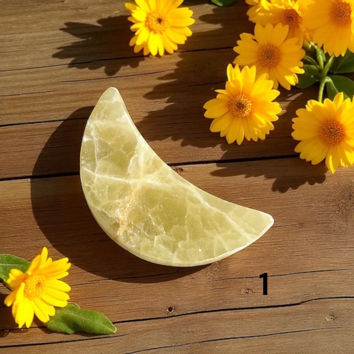 Yellow Calcite Crystal Moon