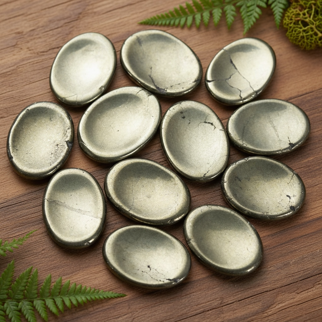 Pyrite with Black Magnetite Crystal Palm Stone