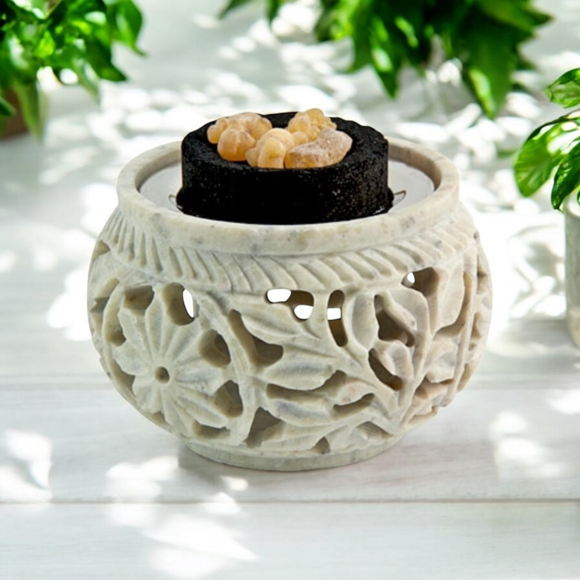 Carved Soapstone Charcoal Incense Burner