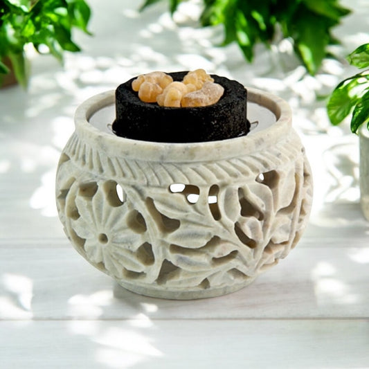 Carved Soapstone Charcoal Incense Burner