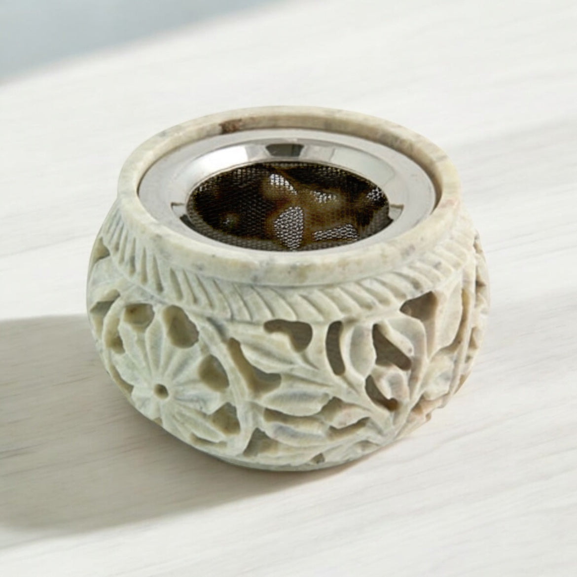Carved Soapstone Charcoal Incense Burner