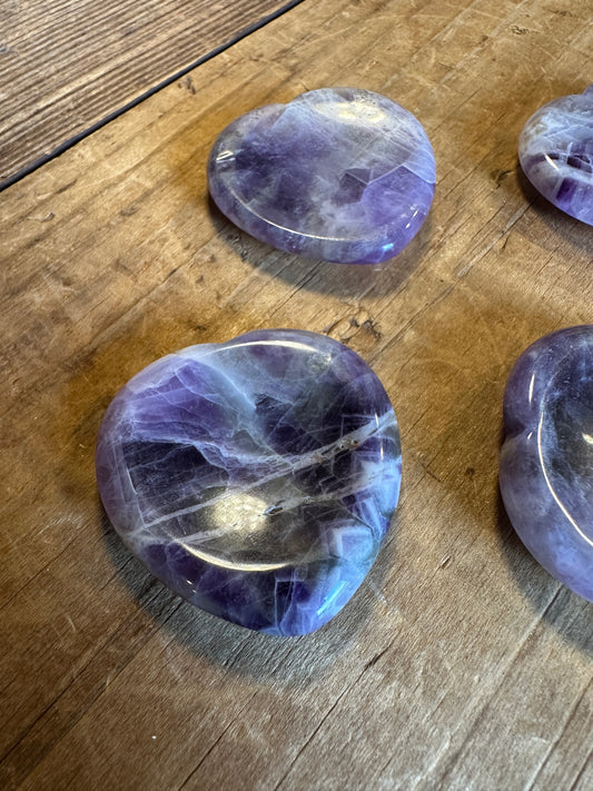 Amethyst Heart Thumb Palm Stone Crystal