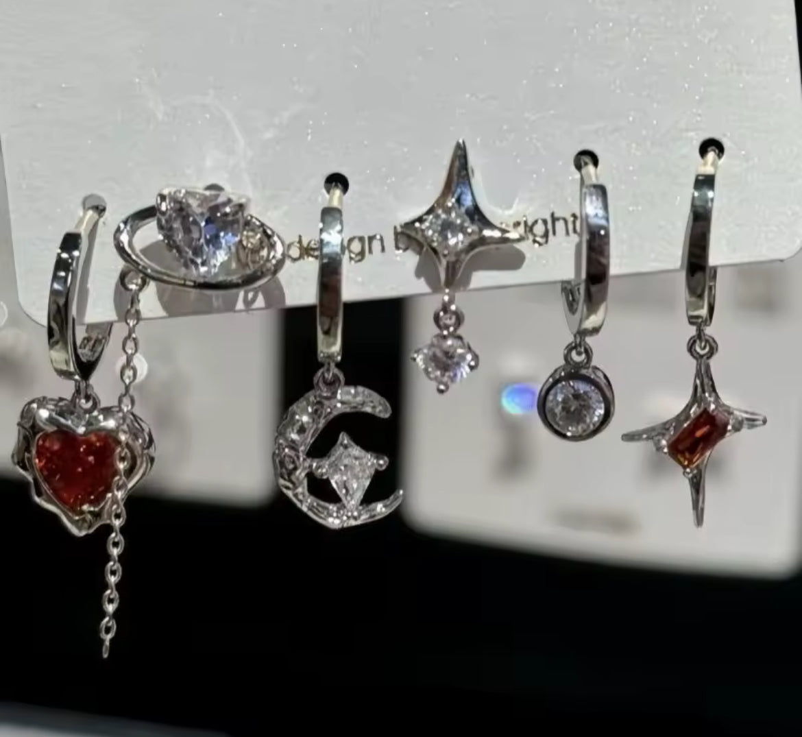 041 Various Black Silver Earring