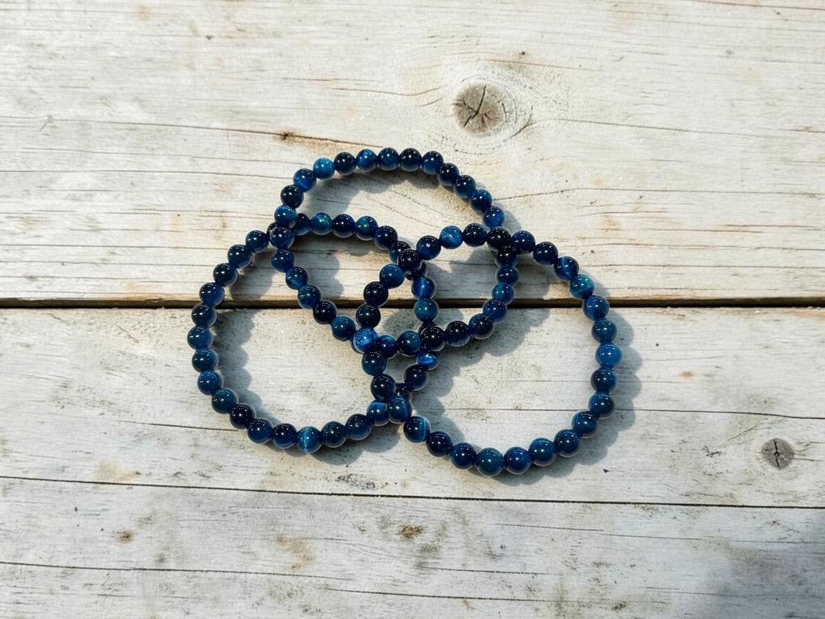 Blue Tiger's Eye Crystal Beaded Bracelet